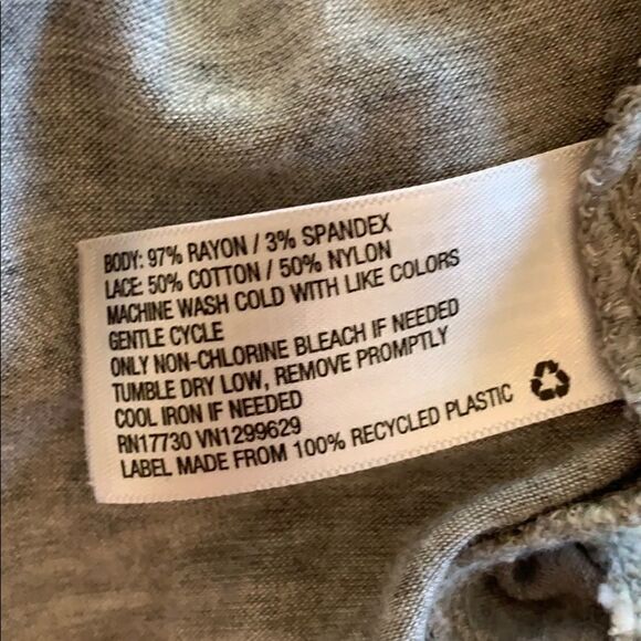 Xhilaration Grey Tee with lace detail | size XS - Picture 8 of 8